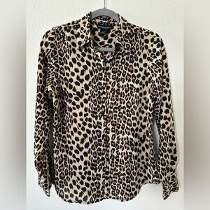 Cynthia Rowley Long-Sleeve Button-Up Leopard Print Blouse Size S